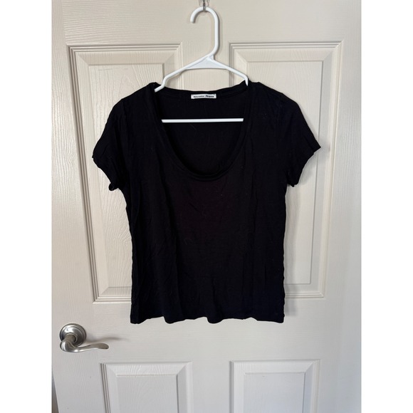 Reformation Jeans Black Scoop Neck T-Shirt Basic Tee Short‎ Sleeve M /s1 - Picture 1 of 6
